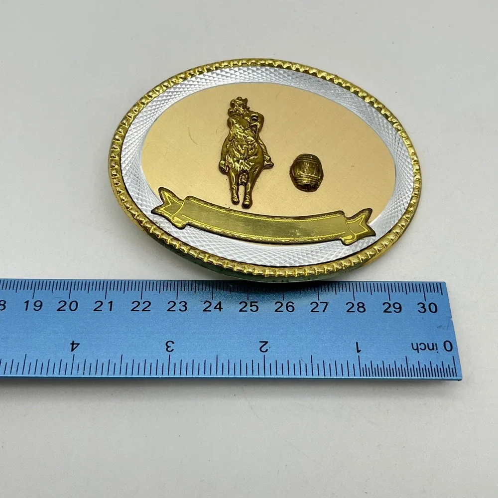 Oval Rodeo Cowboy Horse Barrel Racing Western Belt‎ Buckle Gold Silver Tone
